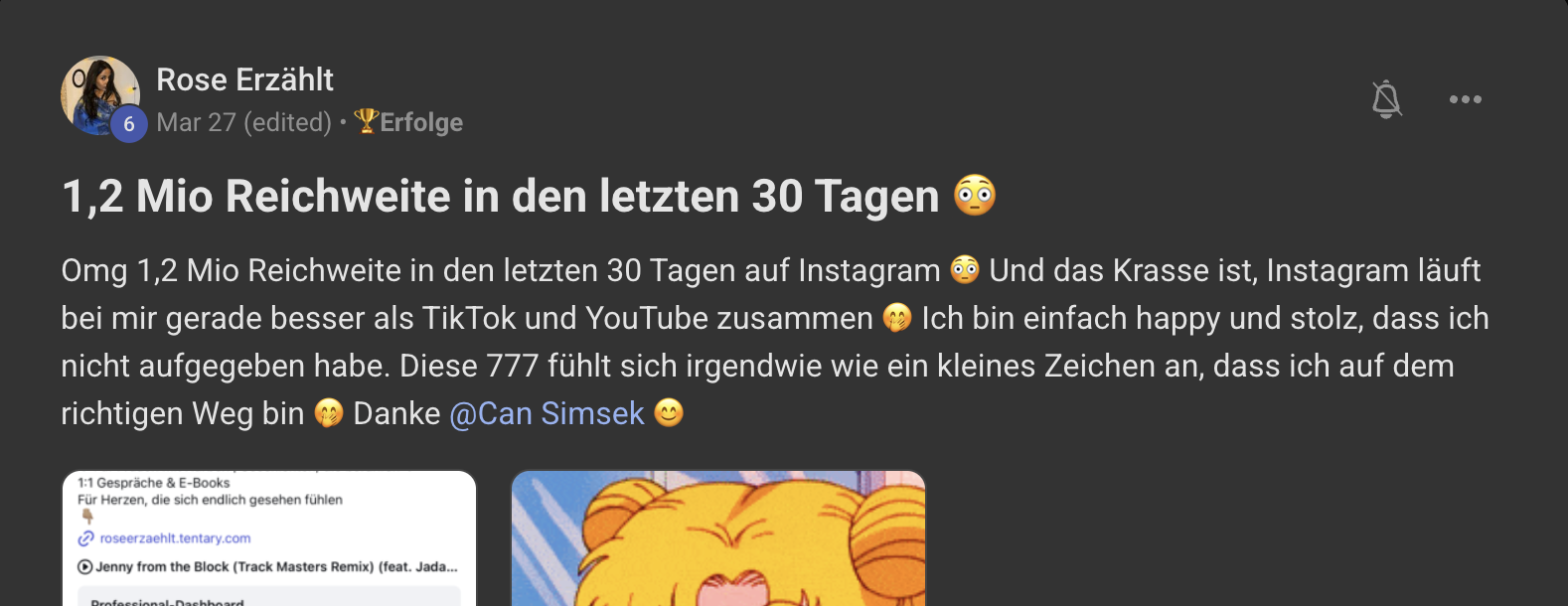 Rose Erzählt: 1,2 Mio Reichweite in 30 Tagen