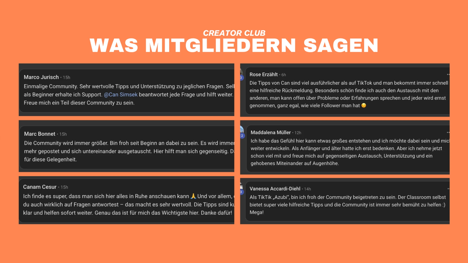Was Mitglieder über den Creator Club sagen