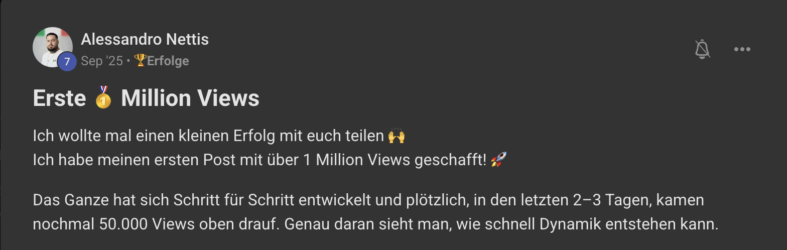 Alessandro Nettis: Erste Million Views